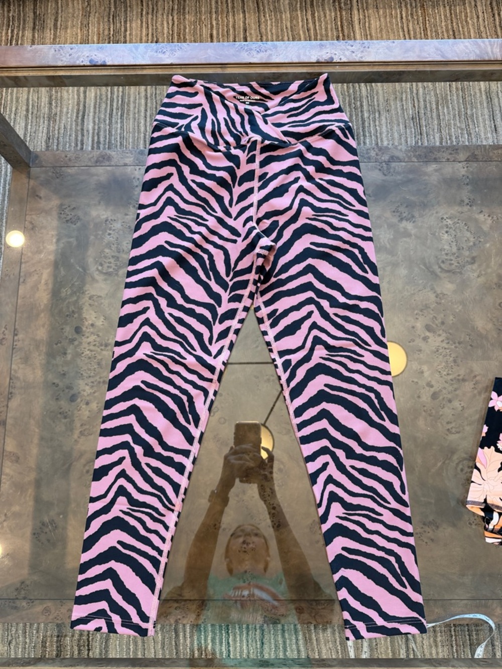 Year of Ours Pink and Black Zebra Leggings